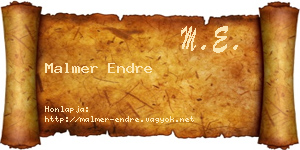Malmer Endre névjegykártya